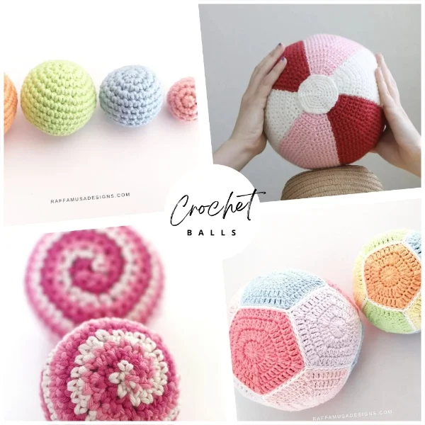 A collection of crochet balls.