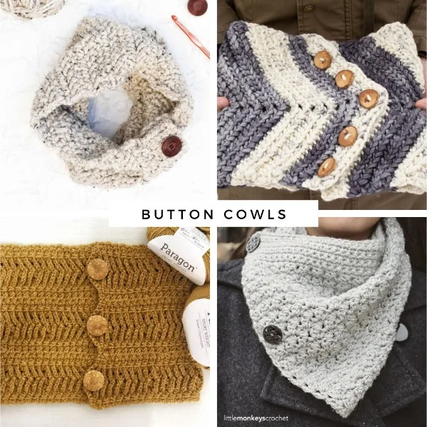 14 Free Crochet Button Cowl Patterns