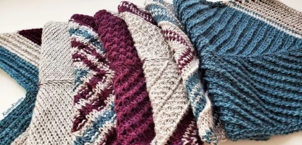A Tunsiian crochet sampler stitch scarf.