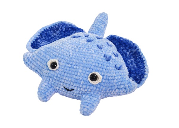 A cute blue crochet stingray.