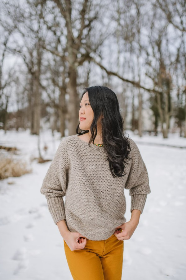 Moss stitch crochet batwing sweater.