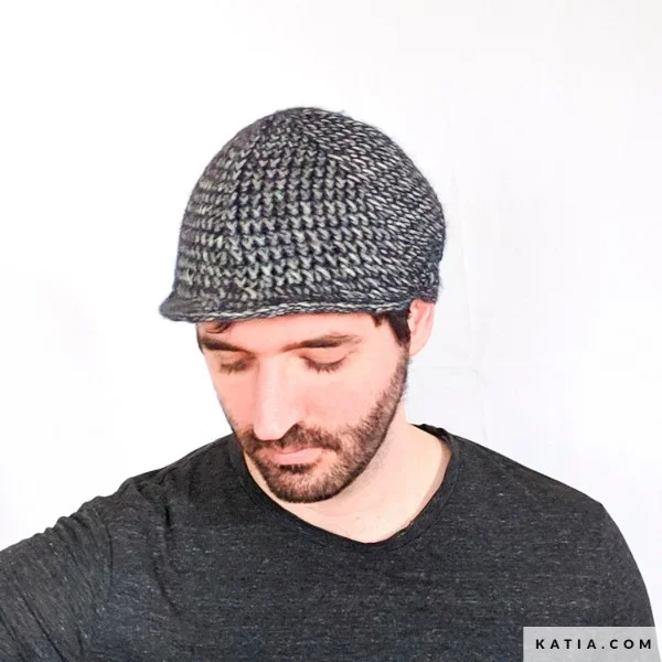 Mens-'s crochet beret/newsboy-style cap