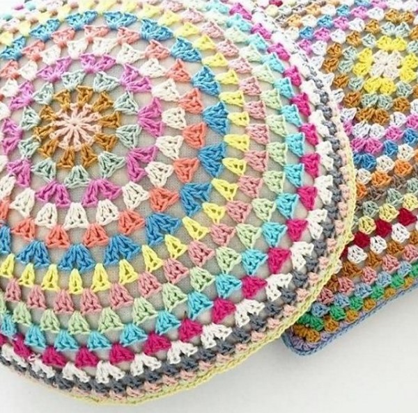 A round granny stitch pillow.