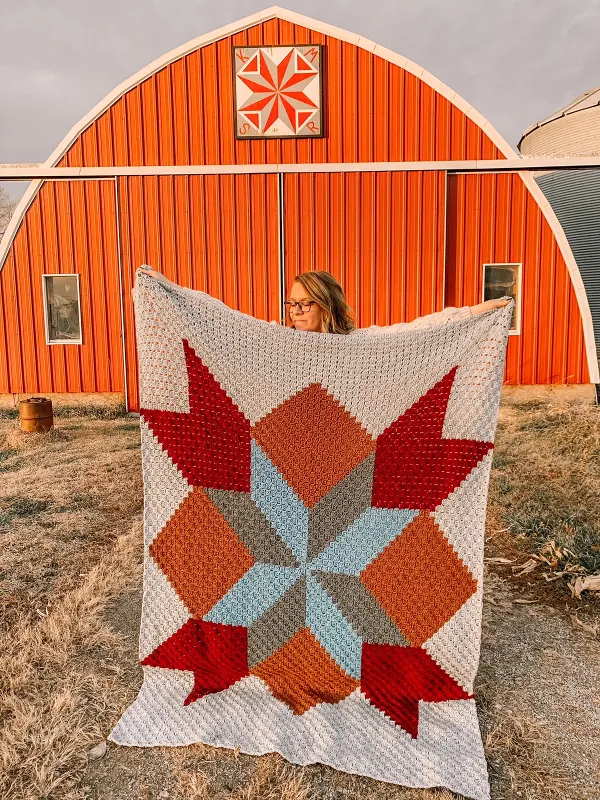 Traditional-quilt design in a crochet blanket.