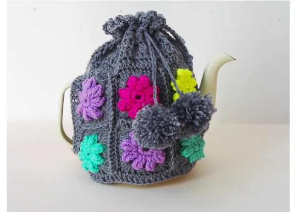A granny square tea pot cozy.