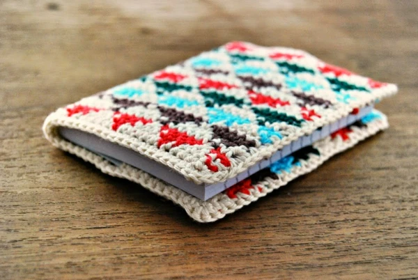 Tapestry crochet book cover.