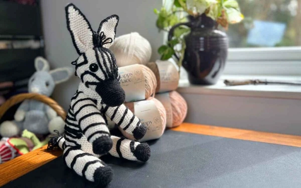 An amigurumi zebra with more realistic stripes.
